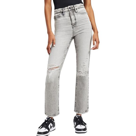 NWT Good American Good Boy Grey High Rise Straight Jean Size 6/28 Retail $149 - Picture 1 of 8